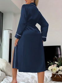 1 Peça Camisola Longa e Elegante Feminina, Roupão de Manga Longa Minimalista e da Moda com Cinto para Outono/Inverno, Adequado para Madrinhas, Uso Doméstico, Todas as Estações, para o Outono