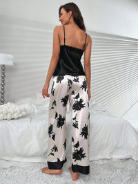 LuxeNights Conjunto de Pijama/Pijama em Cetim com Estampa Floral