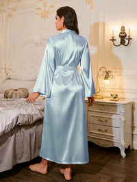 LuxeNights Roupão Longo e Solto Elegante Francês, Roupa de Dormir Feminina