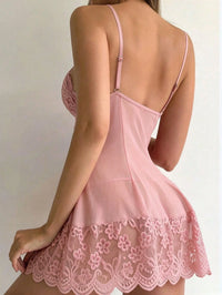 Camisola Sexy de Lingerie para Mulheres Vestido de Lingerie de Seda e Renda Camisola Levemente Transparente