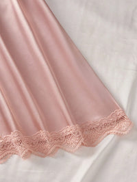 Conjunto de Lingerie Sexy Feminino com Camisete de Decote em V, Camisola de Renda Macia e Cetim com Patchwork, Conjunto de Roupa de Dormir, Vestido de Verão para Sair e Volta às Aulas