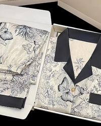 Pijama em Seda Gelo Feminino de Verão com Estampa Elegante – Nelima