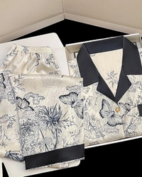 Pijama em Seda Gelo Feminino de Verão com Estampa Elegante – Nelima