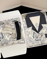 Pijama em Seda Gelo Feminino de Verão com Estampa Elegante – Nelima