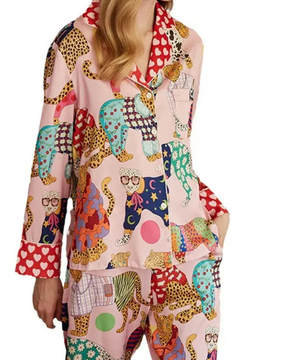 Pijama Feminino em Cetim com Estampa Divertida - Nelima