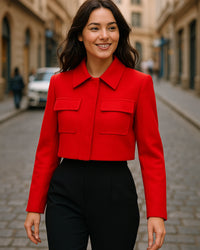 Blazer Casaco Vintage Manga Longa Snap Botão  - Nelima