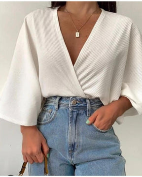 Blusa Manga Morcego Canelada – Nelima