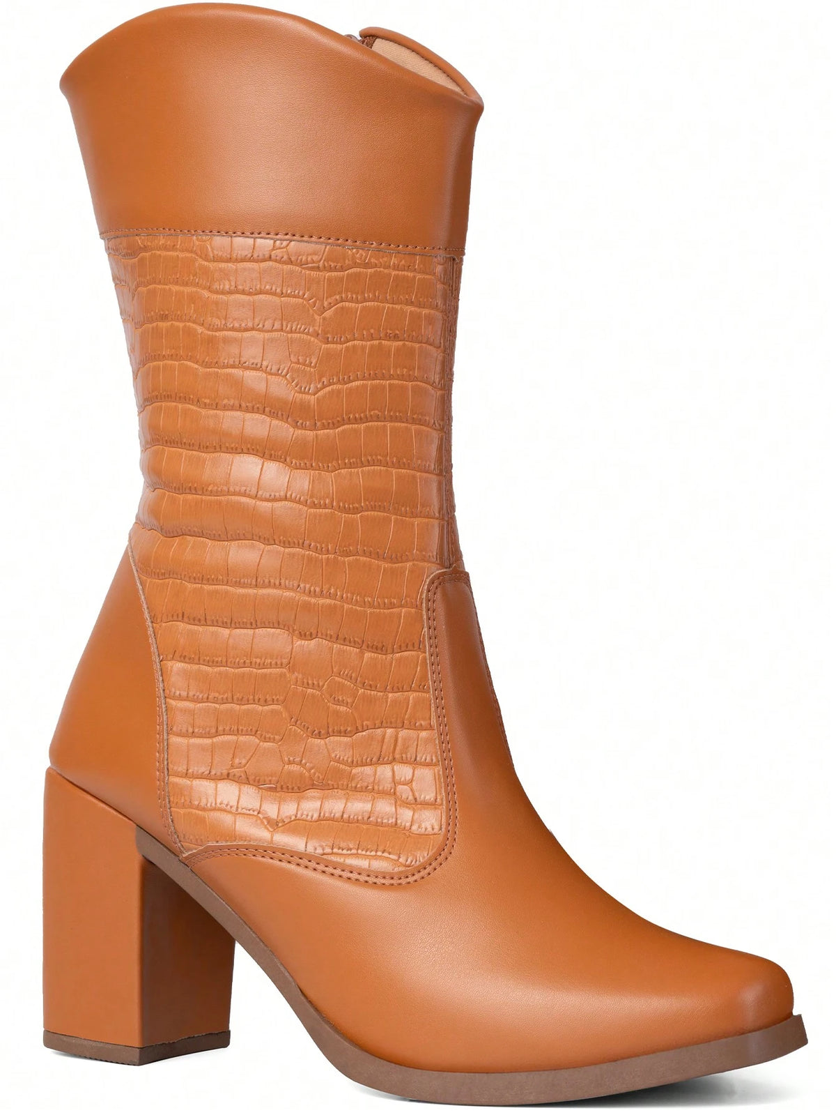 Bota Feminina Cano Médio com Salto Grosso Croco - Nelima