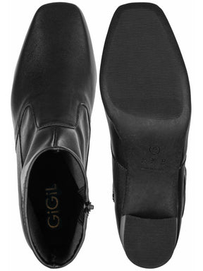 GiGiL Bota Branca Feminina Stretch Bico Quadrado Salto Grosso GiGiL