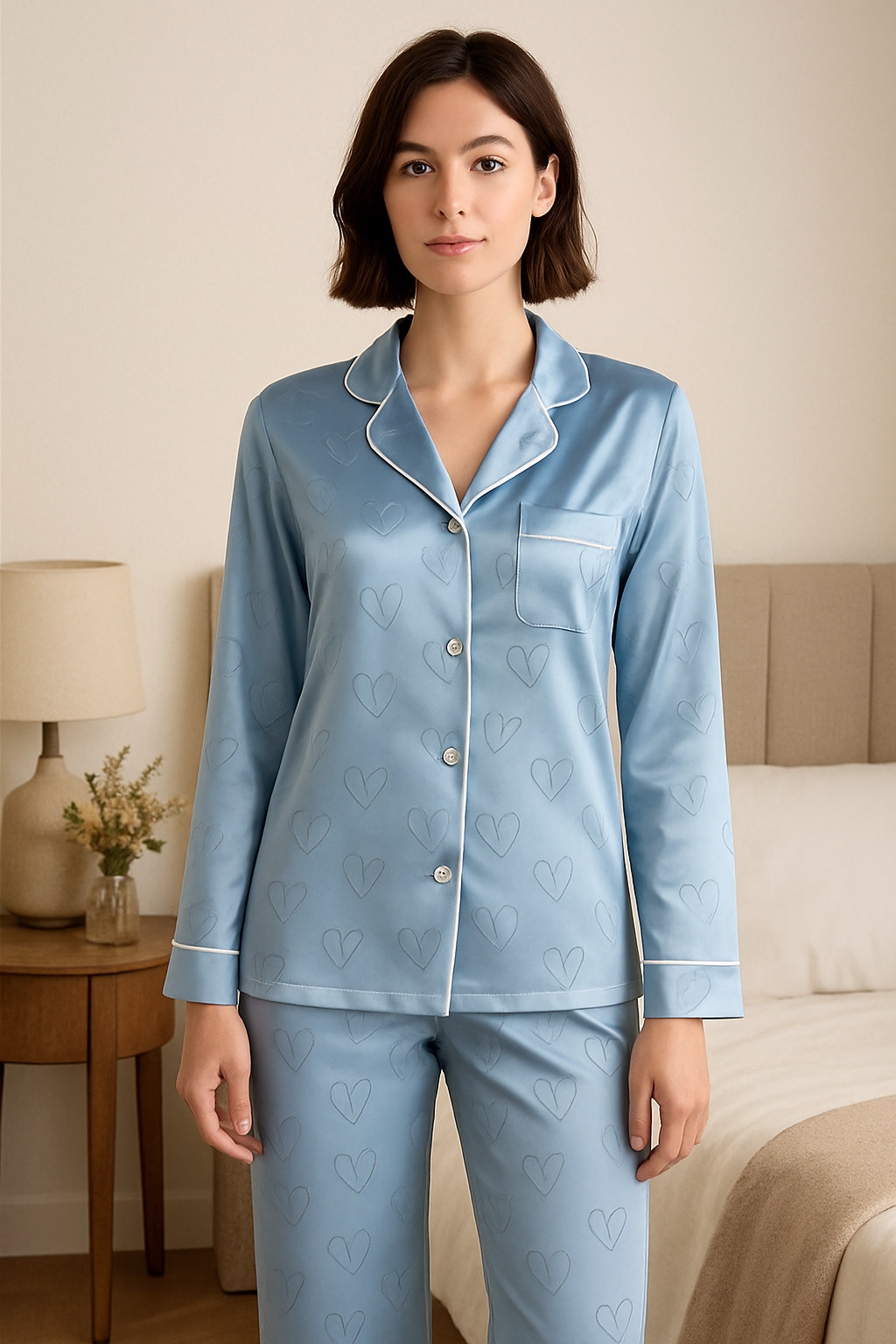 Pijamas para Mulheres Outono Inverno Calças e Mangas Compridas - Nelima