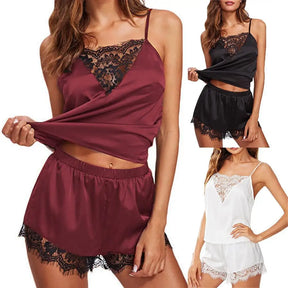 Conjunto de Pijama Baby Doll Rendado Sexy Feminino 2 peças Isabella - Nelima