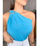 Blusa de Um Ombro Só com Fivela Dourada - Nelima