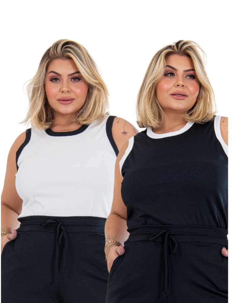 Kit 2 Blusas Regata Plus Size Canelada – Nelima