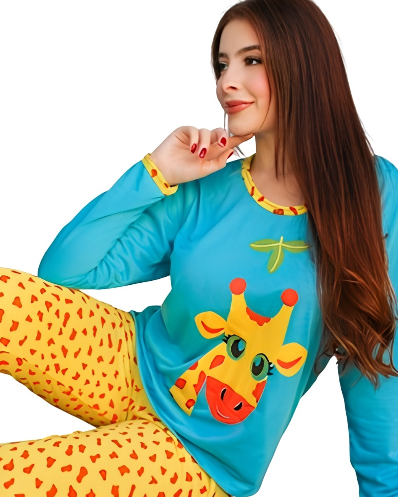 Pijama Feminino Adulto com Estampa Girafinha - Nelima
