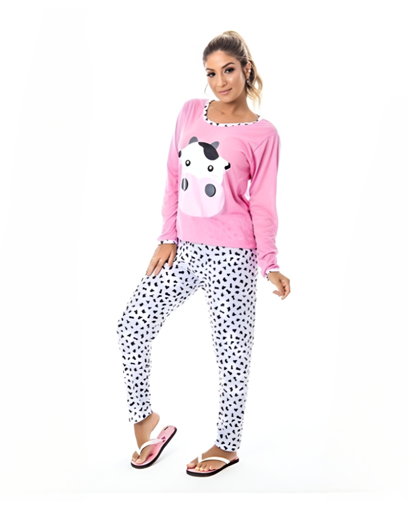 Pijama Feminino Adulto com Estampa Vaquinha - Nelima