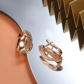 Brincos Pendurados Brilhantes Banhado a Ouro 585 - Le Belle