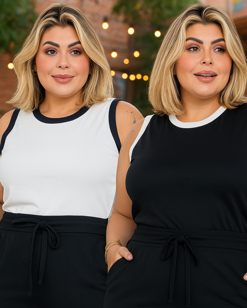 Kit 2 Blusas Regata Plus Size Canelada – Nelima