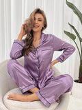 Pijama Feminino Roxo em Cetim - Nelima