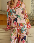Pijama Feminino em Cetim com Estampa Divertida - Nelima