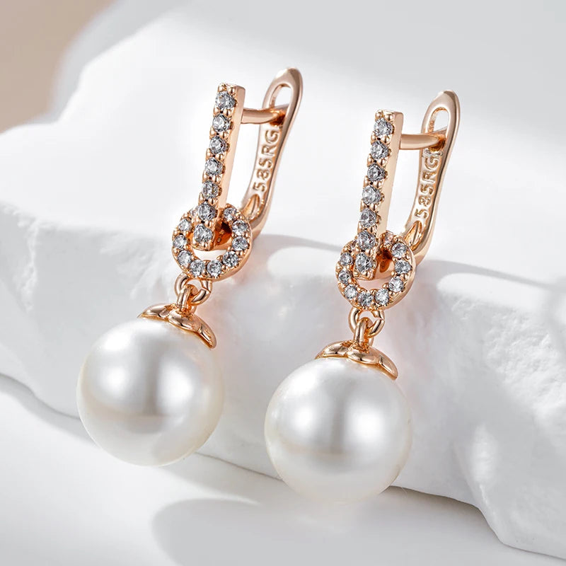 Brincos de Pérola Luxo Banhado a Ouro 585 - Le Belle