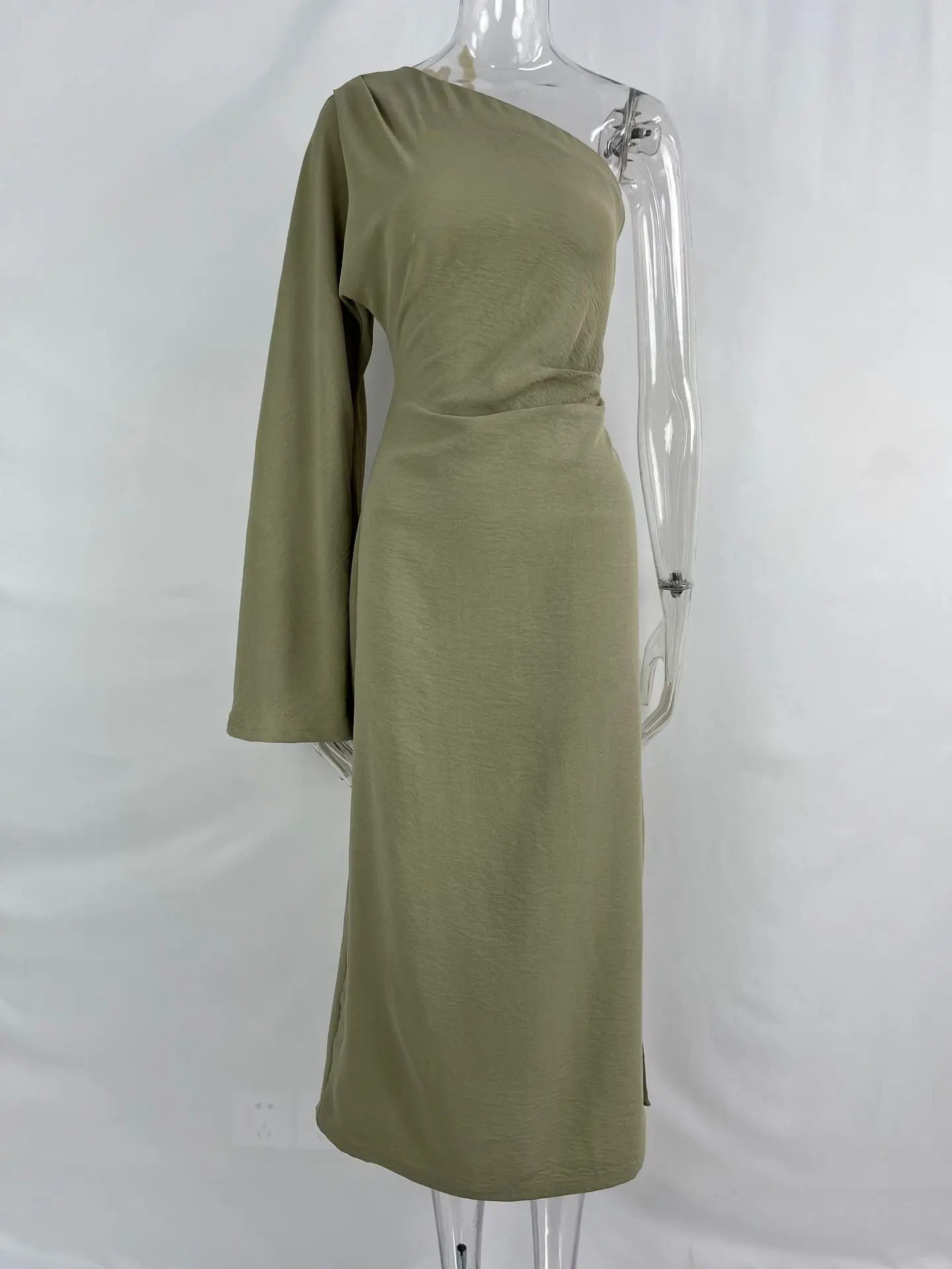 Vestido Casual Plissado com Fenda Lateral - Nelima