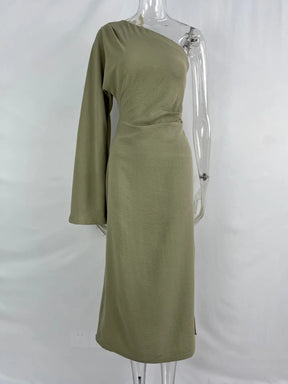 Vestido Casual Plissado com Fenda Lateral - Nelima