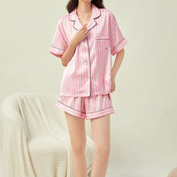 Pijama Feminino Clássico Rosa Listrado - Nelima