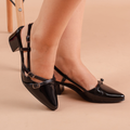 Scarpin Feminino Bico Fino com Tiras e Fivela – Salto Baixo Bloco Confortável | 34 ao 40