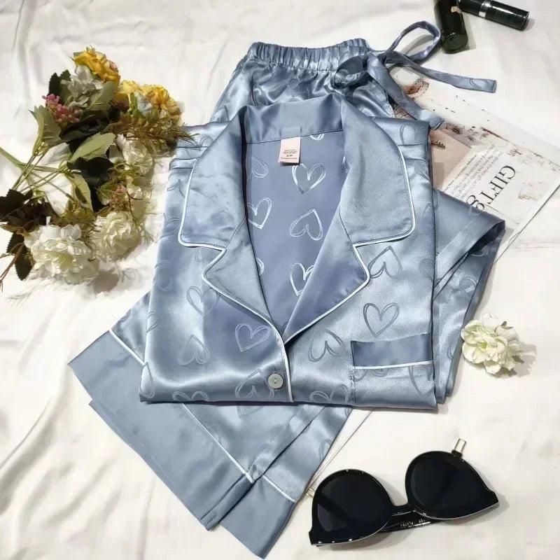 Pijamas para Mulheres Outono Inverno Calças e Mangas Compridas - Nelima