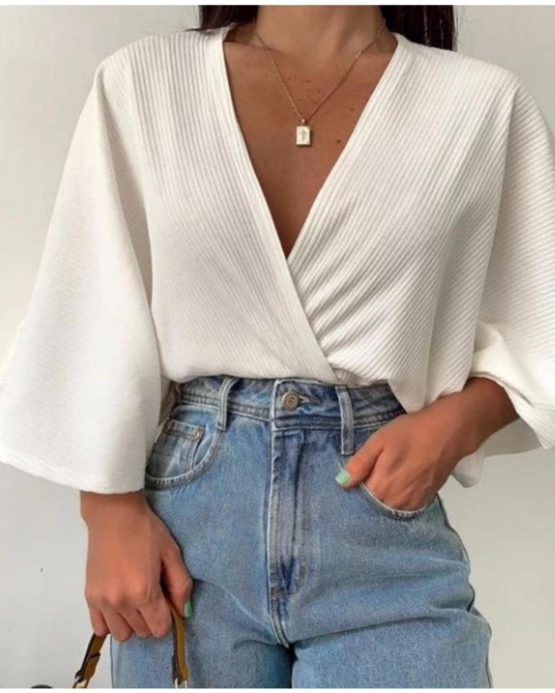 Blusa Manga Morcego Canelada – Le Belle