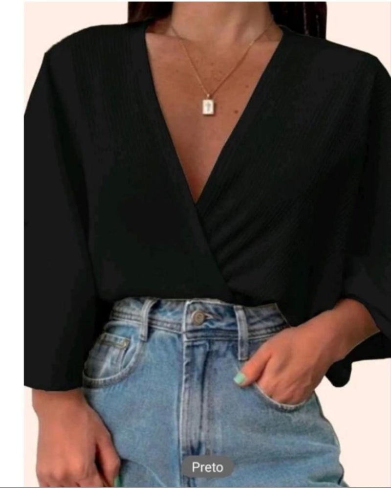 Blusa Manga Morcego Canelada – Le Belle