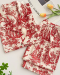 Conjunto de Pijama Feminino Floral Vermelho em Cetim - Nelima