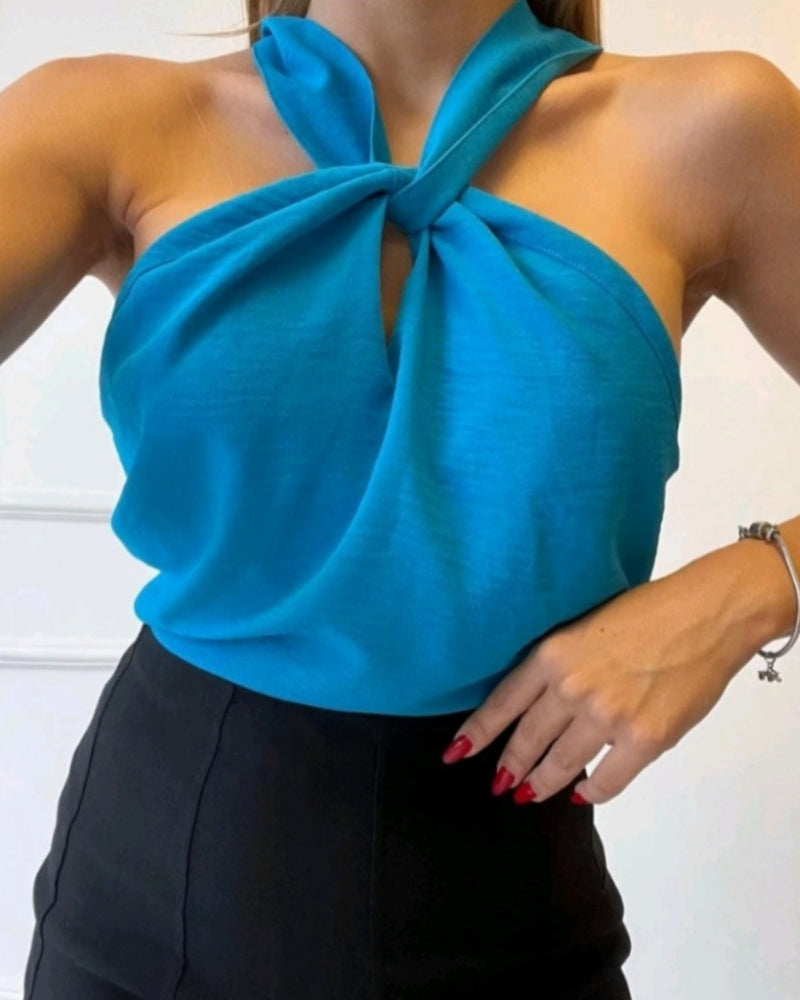 Blusa Feminina Gola Torcida em Crepe - Nelima