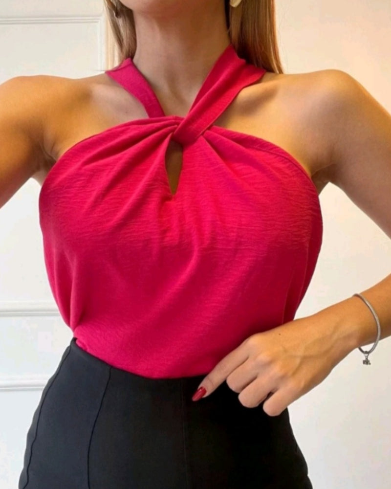 Blusa Feminina Gola Torcida em Crepe - Nelima
