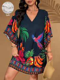 Vestido Curto Plus Size Estampado Tropical – Conforto e Estilo do G ao G4
