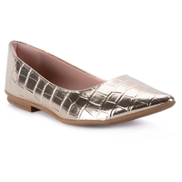Sapatilha Feminina Domidona Animal Print Croco Elegante Bico Fino Confortável Luxo