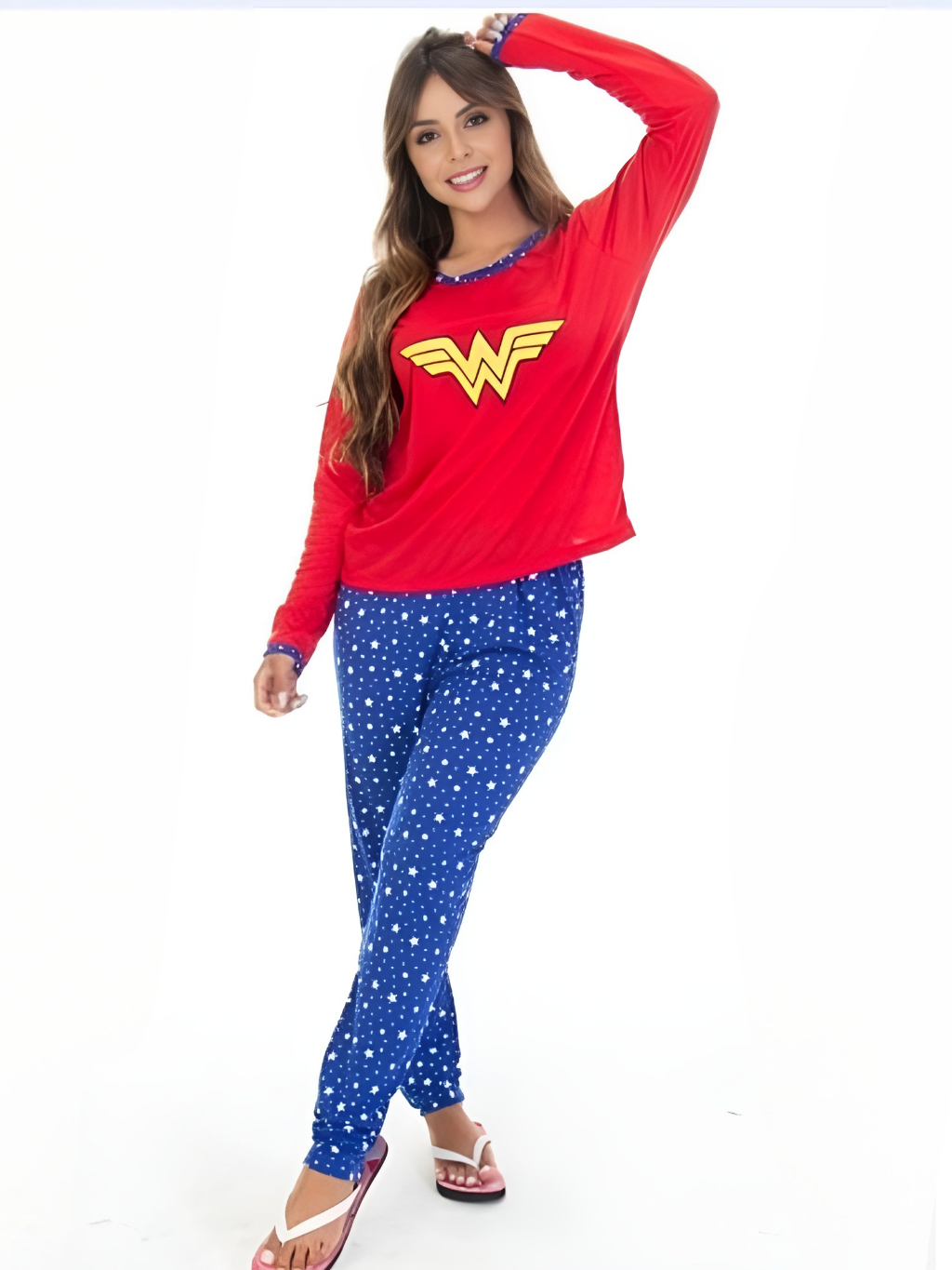Pijama FB Feminino Malha Premium Adulto PERSONAGENS Longo Confort Fechado Manga Comprida Inverno