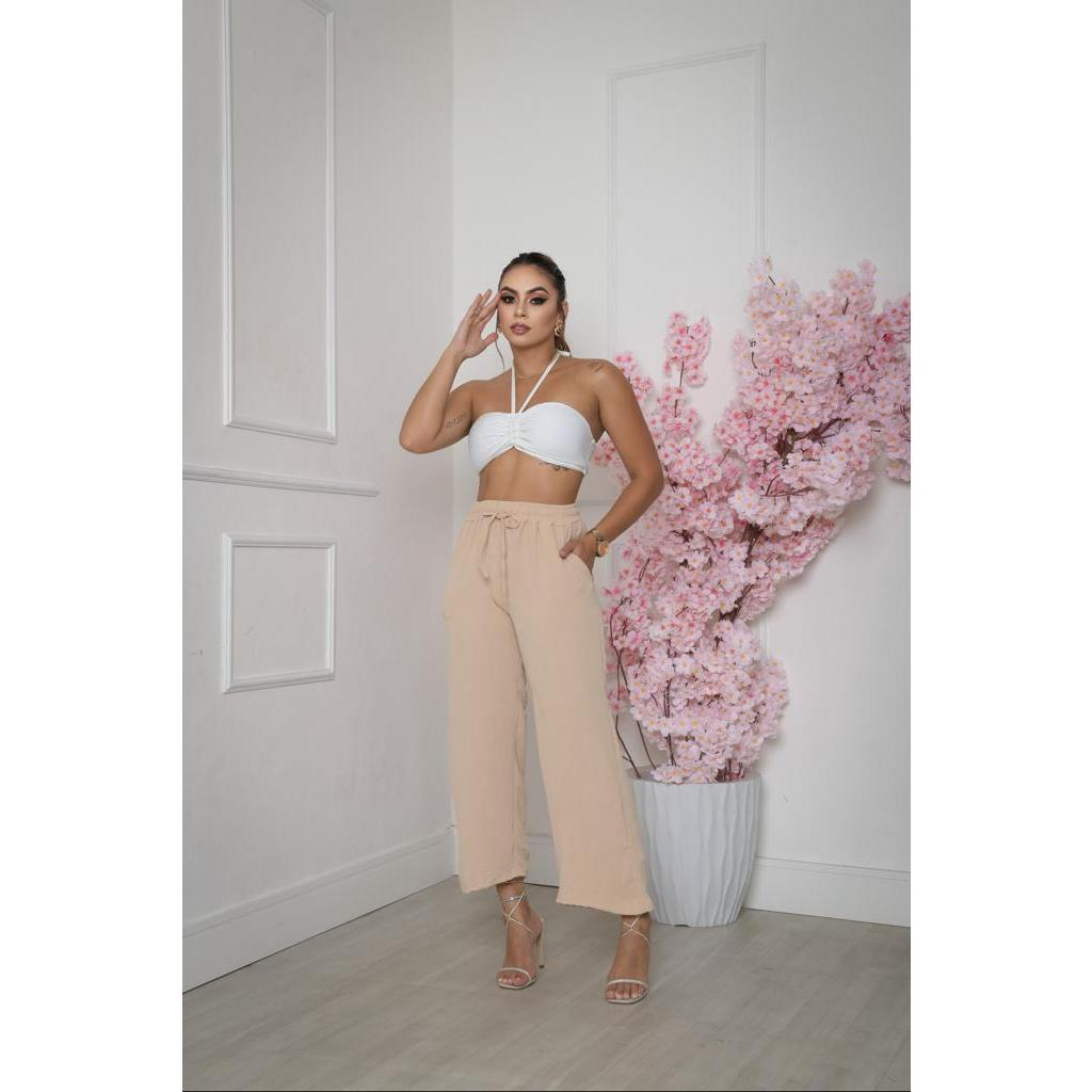 Calça Pantalona Plus Size com Bolsos – Cintura Alta - Nelima