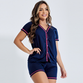 Promoção Pijama Curto Em Malha Blogueirinha Short e Blusa Amamentação Botões