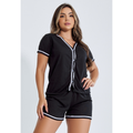 Promoção Pijama Curto Em Malha Blogueirinha Short e Blusa Amamentação Botões