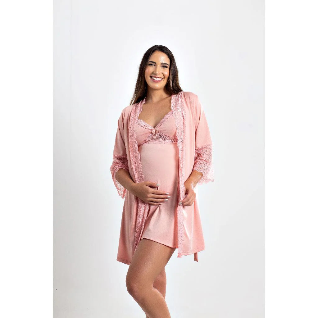 Camisola de Amamentação com Robe Luxo – Nelima