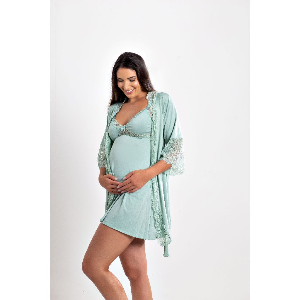 Camisola de Amamentação com Robe Luxo – Nelima