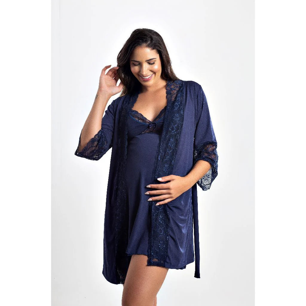 Camisola de Amamentação com Robe Luxo – Nelima