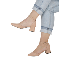 SAPATO FEMININO SCARPIN BICO FINO SALTO BLOCO GROSSO SALOMÉ ELEGANTE