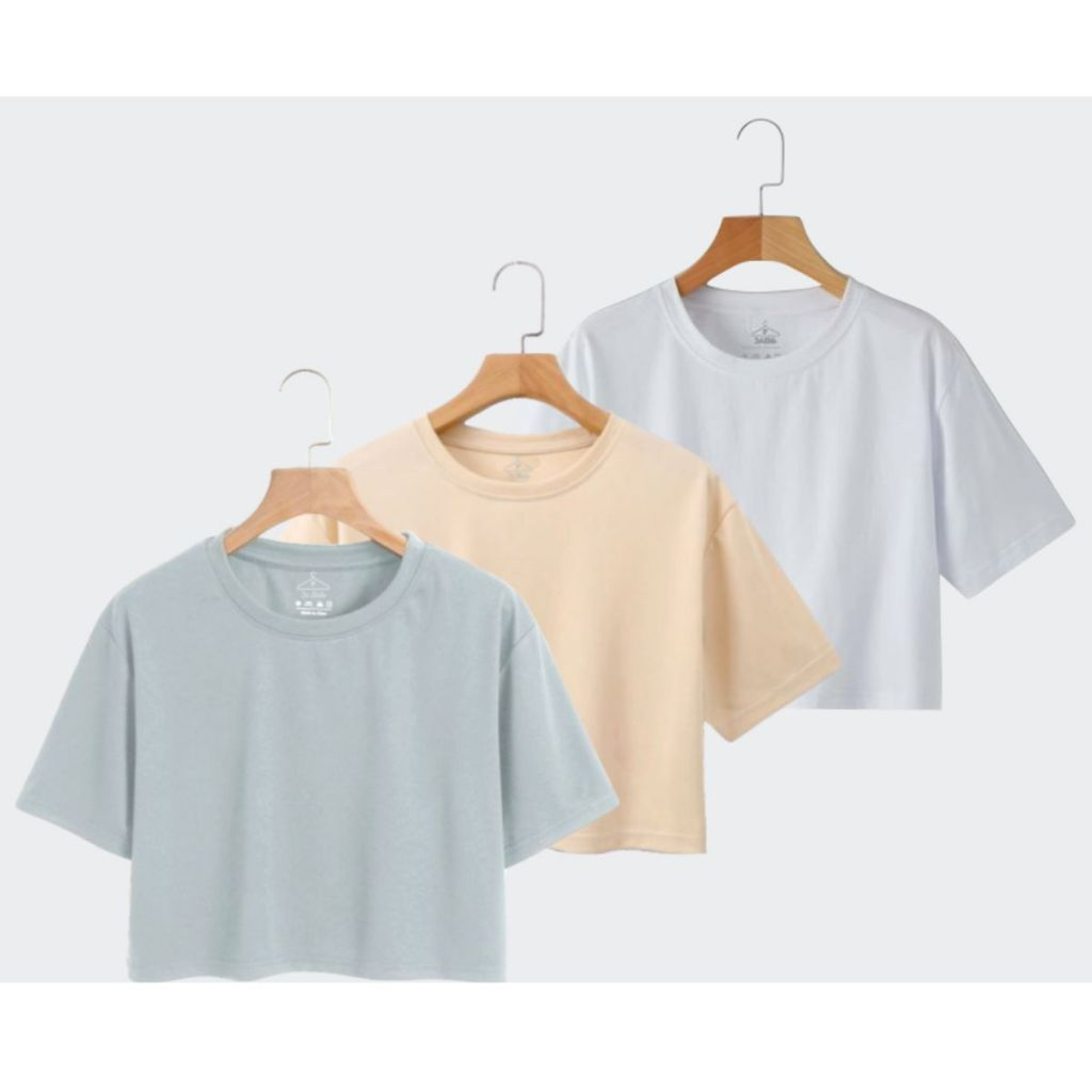 Kit 3 Camisetas Cropped Femininas 100% Algodão – Nelima