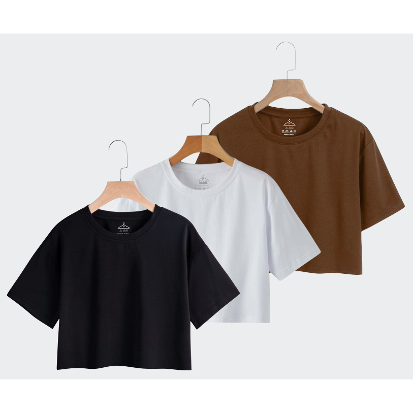 Kit 3 Camisetas Cropped Femininas 100% Algodão – Nelima
