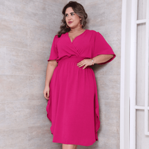 Vestido Midi Plus Size em Tecido Duna – Nelima
