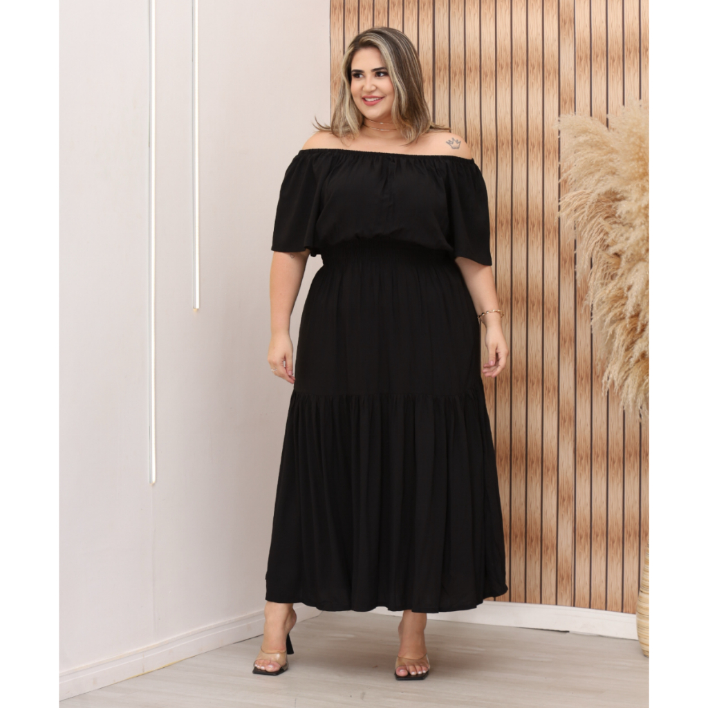 Vestido Longo Plus Size em Viscose – Nelima