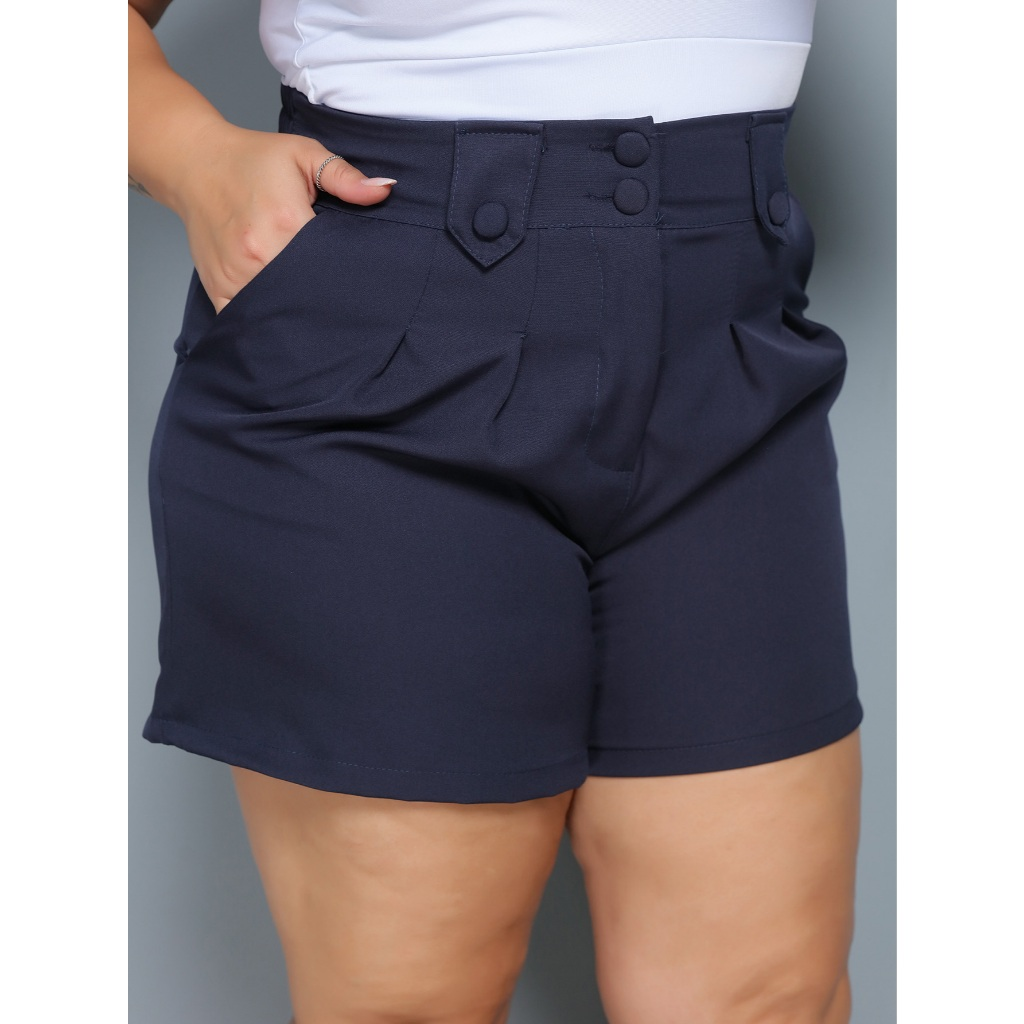 Short Feminino Plus Size Alfaiataria Meio coxa Moda Social Premium