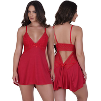 Kit 3 Camisolas Com Calcinha Feminina Sexy de Renda e Microfibra Sensual sem Bojo